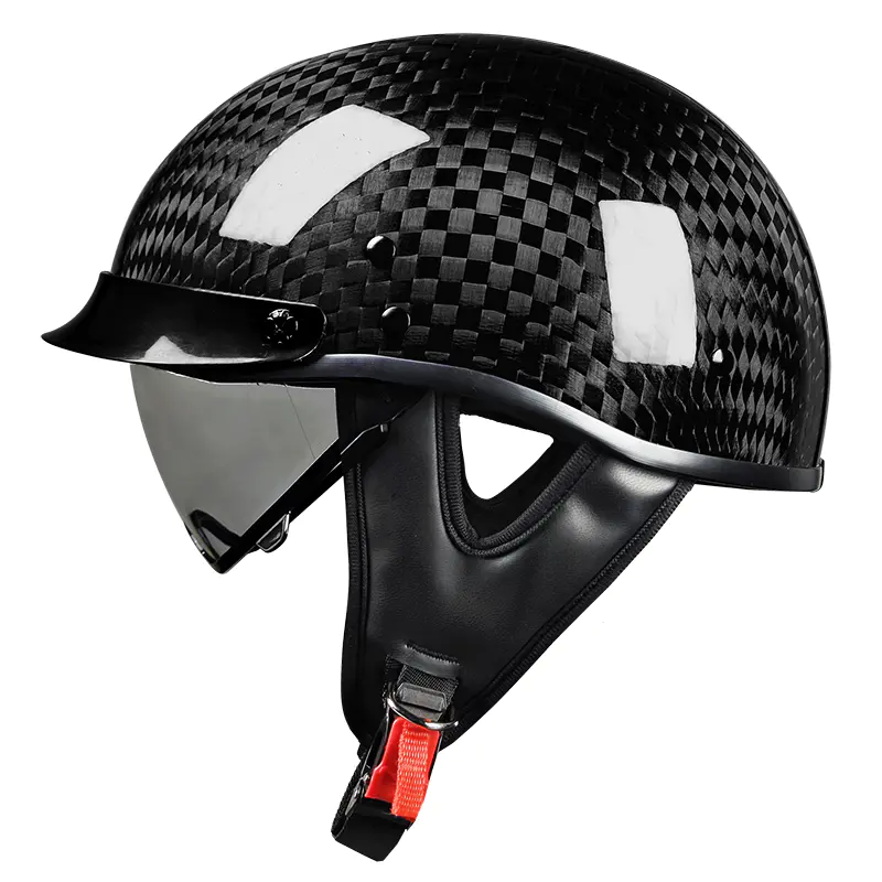 Helm Sepeda Motor Setengah Wajah Serat Karbon 805 Helm Motocross Retro untuk Touring dan Balap