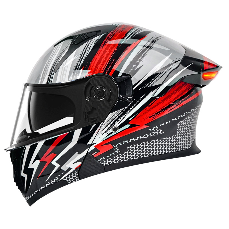 K9 LED Intelligence Safety Lampu Belakang Helm Sepeda Motor Helm Flip Up Bersertifikat DOT