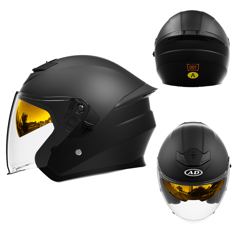 Helm Sepeda Motor Wajah Terbuka Visor Ganda Bersertifikat 601 DOT Helm Motocross ABS