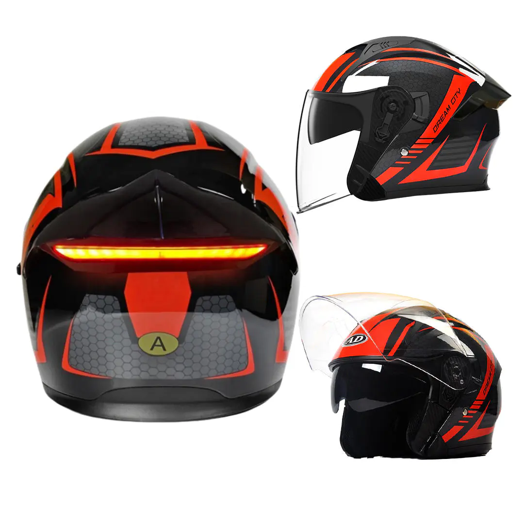 K5 LED Intelligence Safety Lampu Belakang Helm Sepeda Motor Helm Wajah Terbuka Bersertifikat DOT